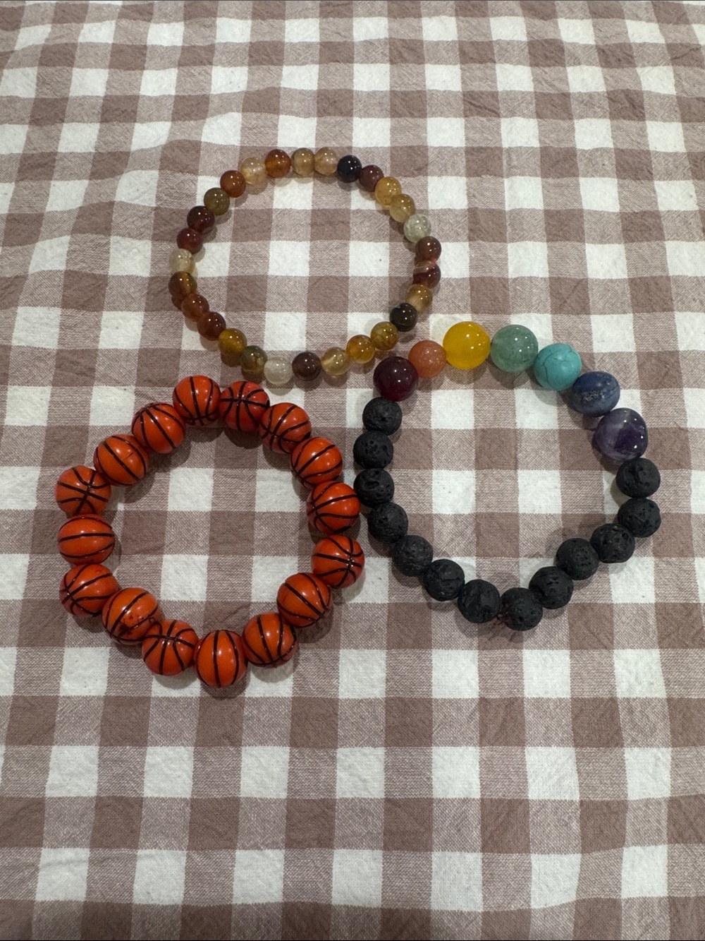 Stackable Beaded Bracelet Set - Orange, Black, Multicolor